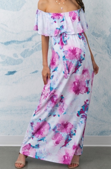 Pinkblush Dresses & Skirts - PinkBlush Floral Ruffle Maternity Maxi Dress